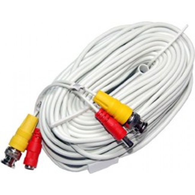50ft Allinone Siamese Coax Cable White