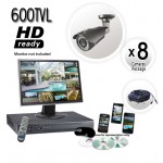 8 Camera Security System with 620TVL Cameras 130ft Night Vision