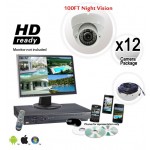 12 Dome Camera System Vandal Proof 700TVL - White